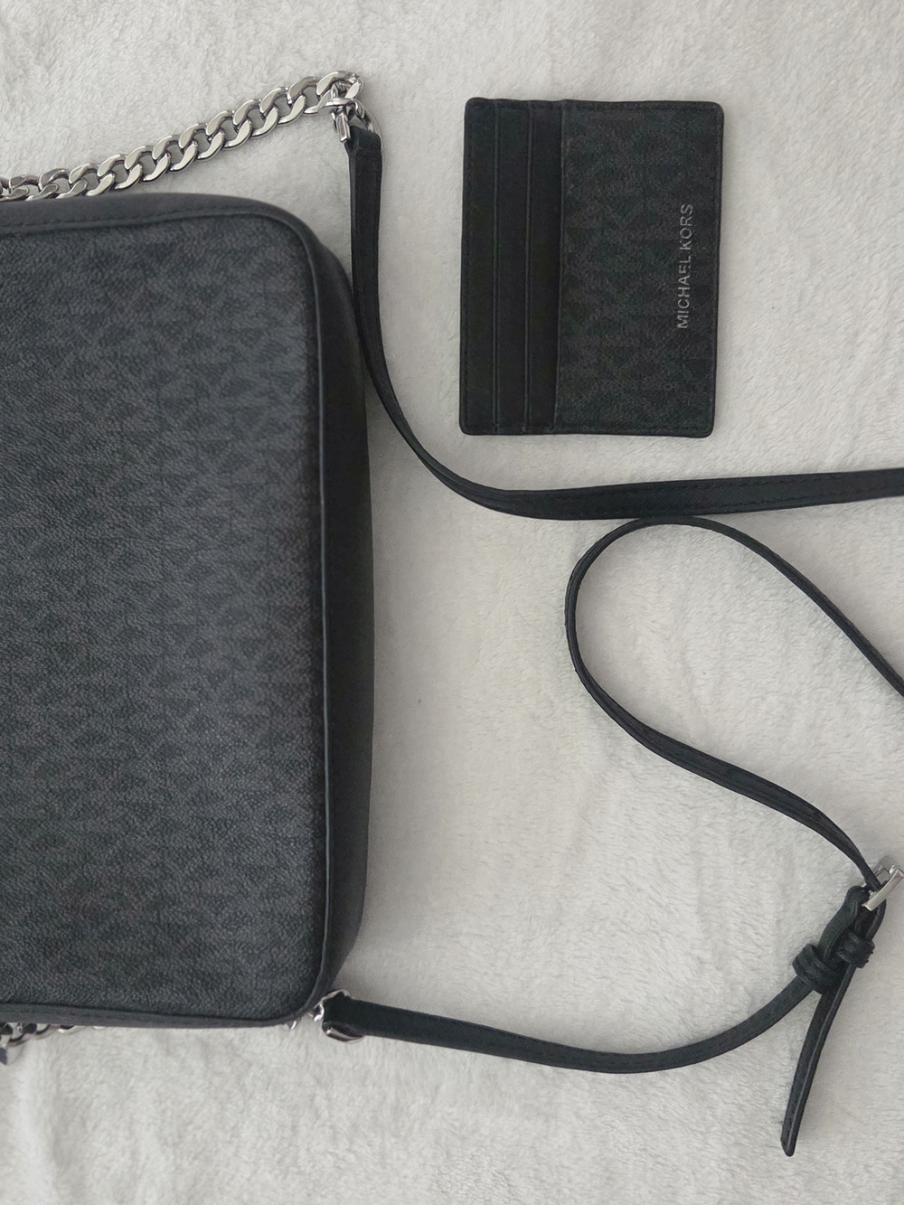 Michael Kors Men's Black Monogram Crossbody with Cardholder